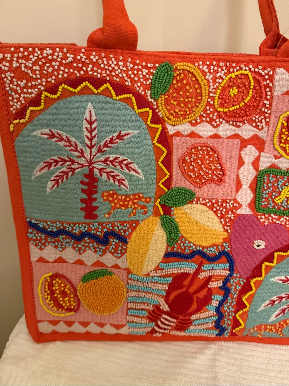 Colorful Beaded Tote Bag - orange - Picture 2 of 8
